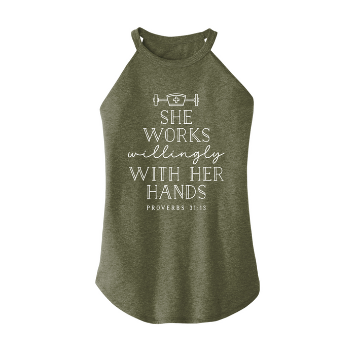 Womens X-Small Military Green Rocker Tank Top