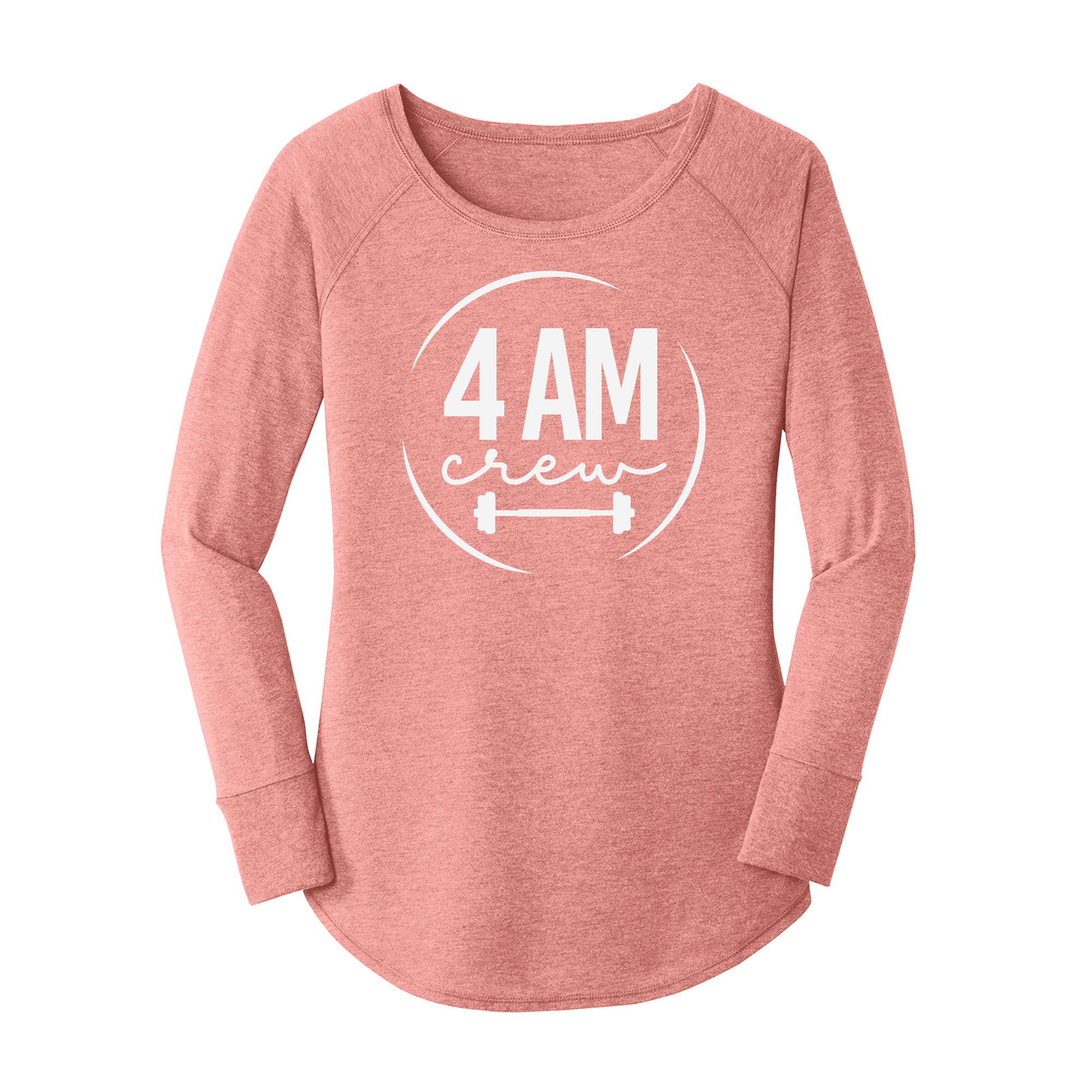 Womens X-Small Light Pink Long Sleeve Tunic Tee