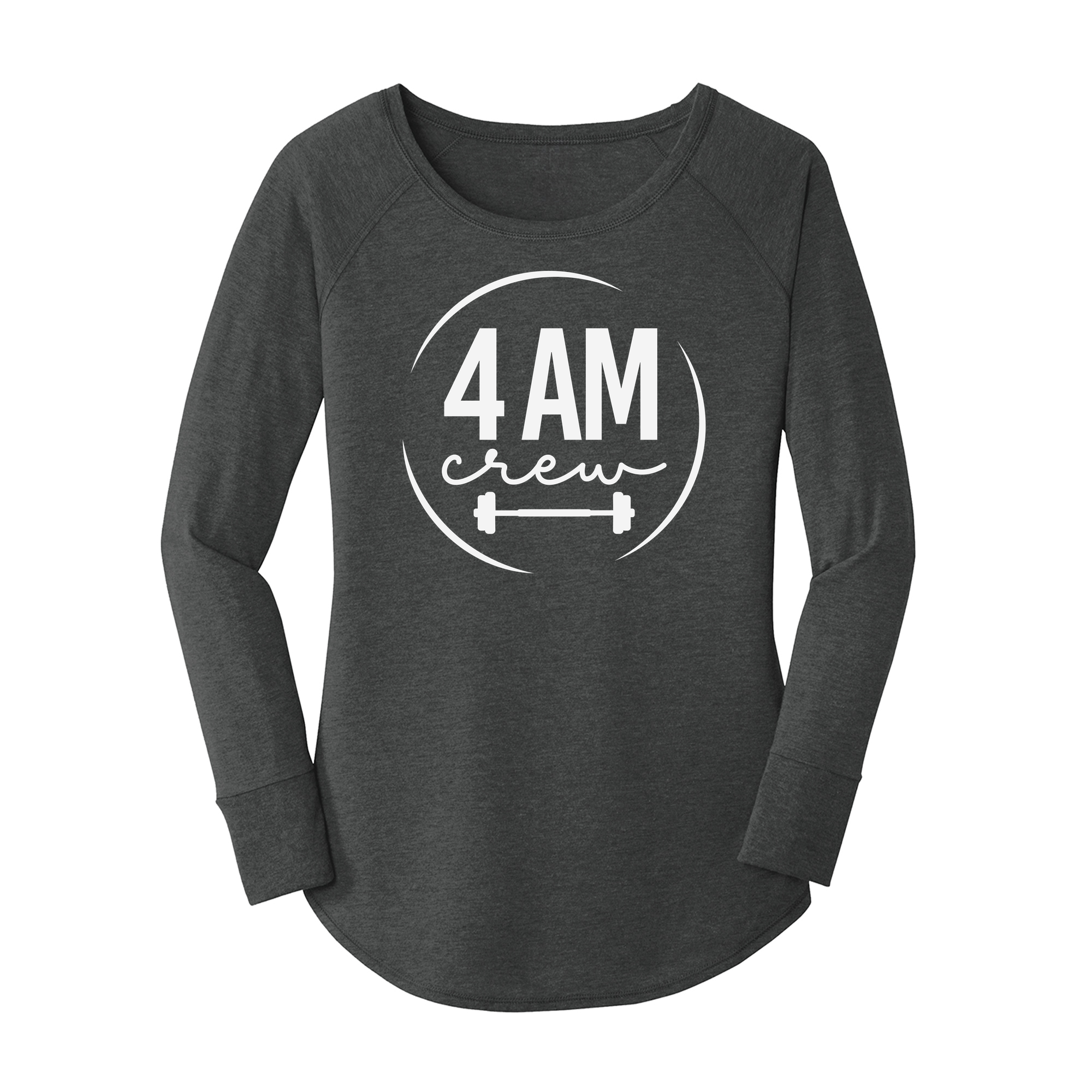 Womens X-Small Dark Heather Gray Long Sleeve Tunic Tee