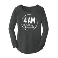 Womens X-Small Dark Heather Gray Long Sleeve Tunic Tee