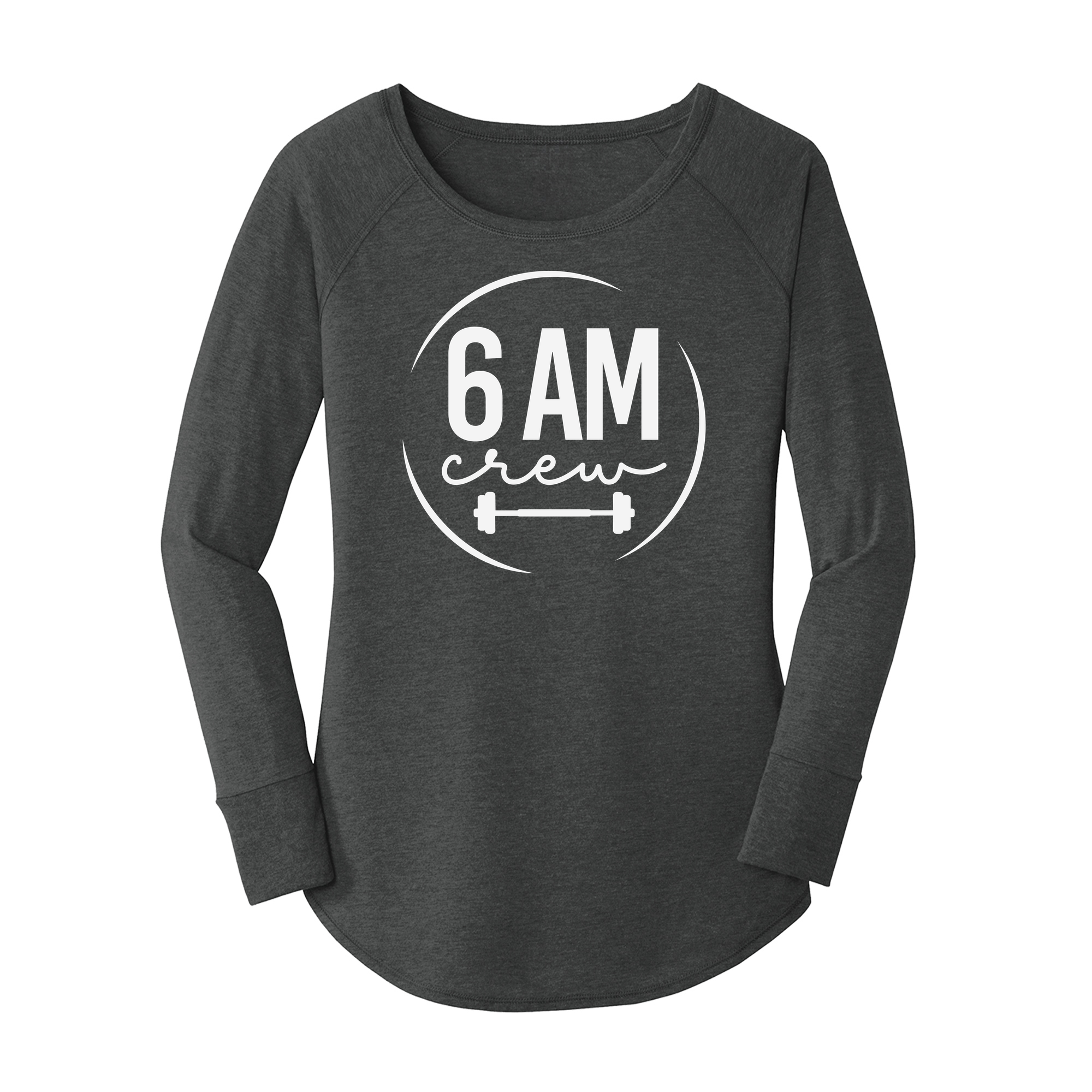 Womens X-Small Dark Heather Gray Long Sleeve Tunic Tee