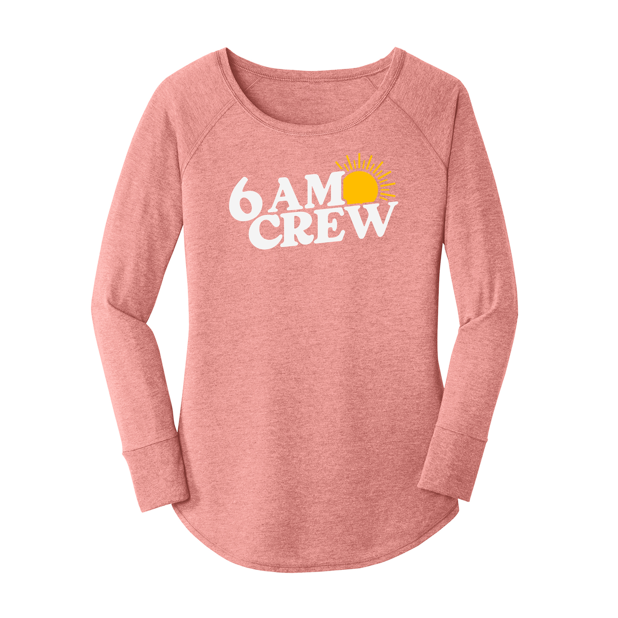 Womens X-Small Light Pink Long Sleeve Tunic Tee
