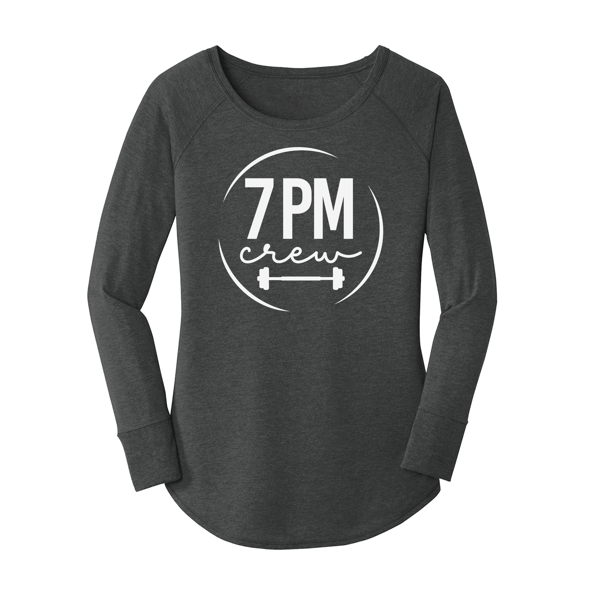 Womens X-Small Dark Heather Gray Long Sleeve Tunic Tee