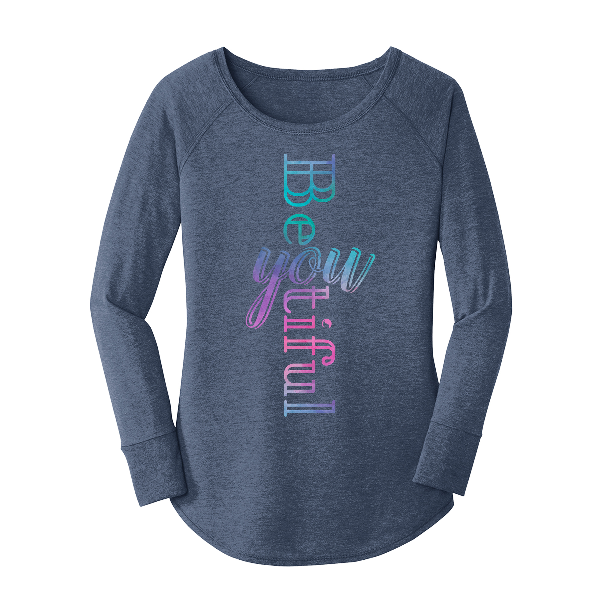 Womens X-Small Navy Heather Long Sleeve Tunic Tee