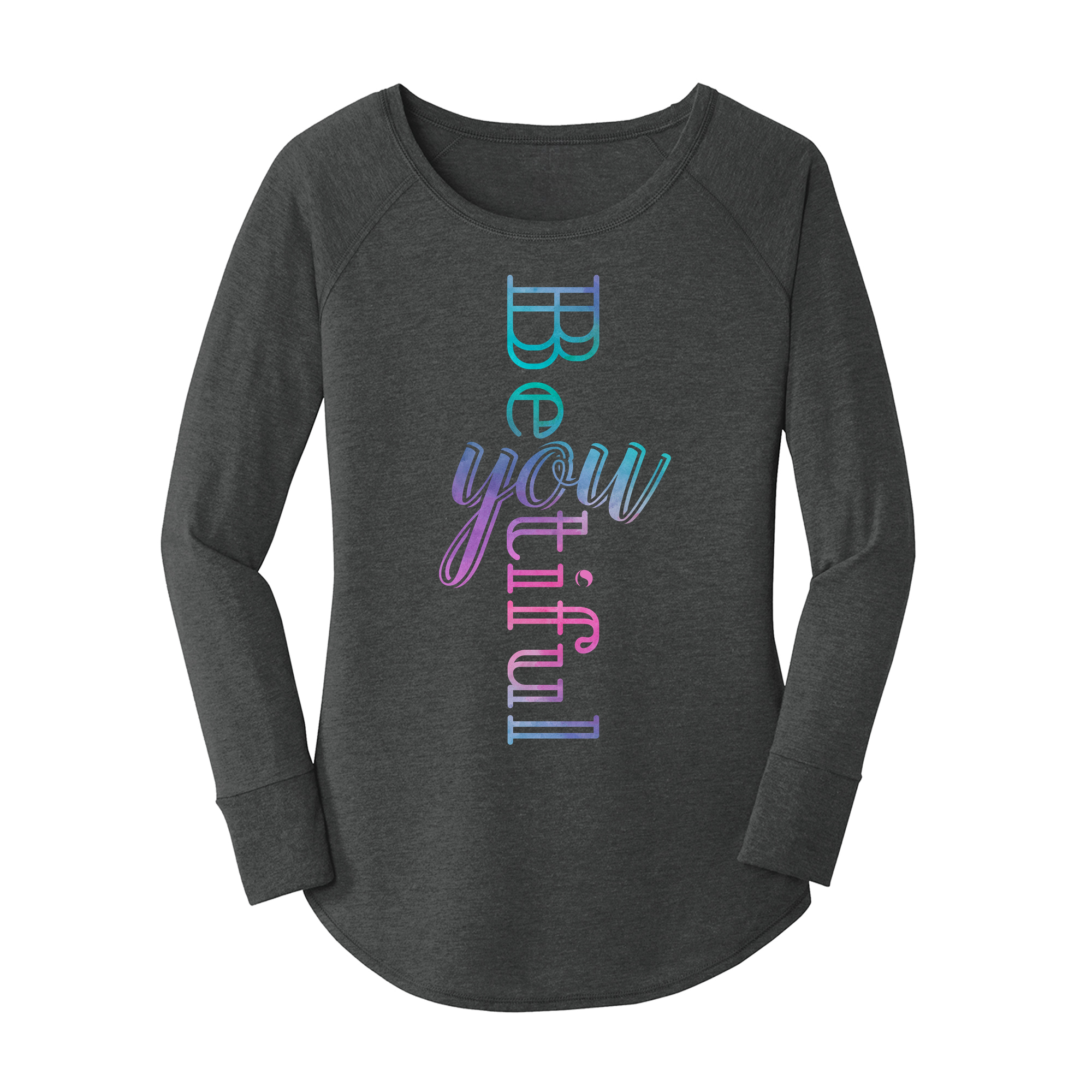 Womens X-Small Dark Heather Gray Long Sleeve Tunic Tee
