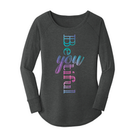 Womens X-Small Dark Heather Gray Long Sleeve Tunic Tee