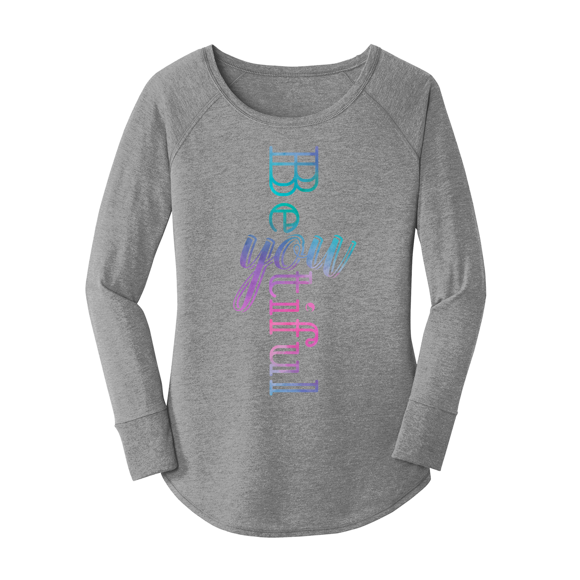 Womens X-Small Grey Long Sleeve Tunic Tee