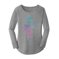 Womens X-Small Grey Long Sleeve Tunic Tee