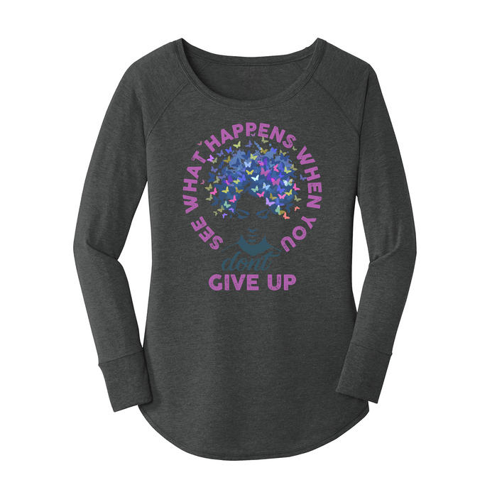 Womens X-Small Dark Heather Gray Long Sleeve Tunic Tee