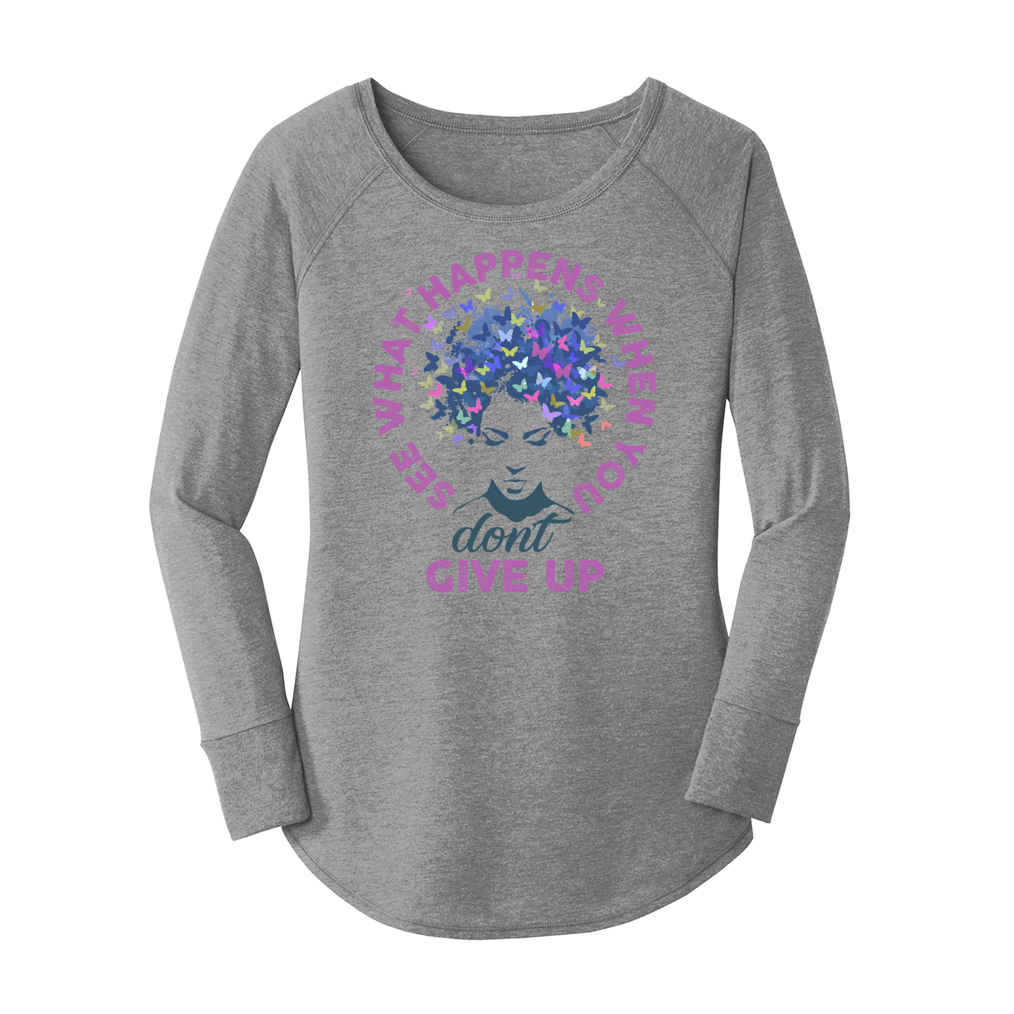 Womens X-Small Grey Long Sleeve Tunic Tee