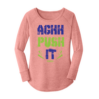 Womens X-Small Light Pink Long Sleeve Tunic Tee