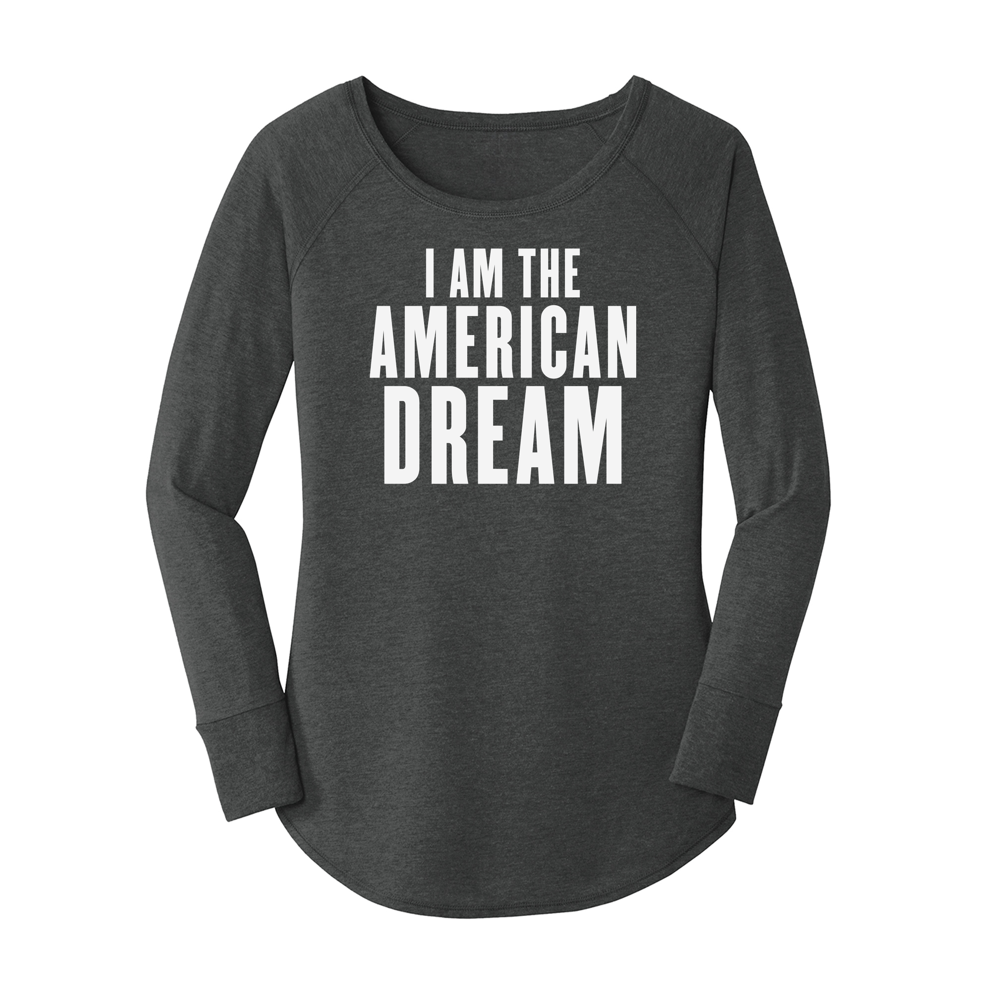 Womens X-Small Dark Heather Gray Long Sleeve Tunic Tee