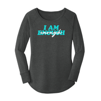 Womens X-Small Dark Heather Gray Long Sleeve Tunic Tee