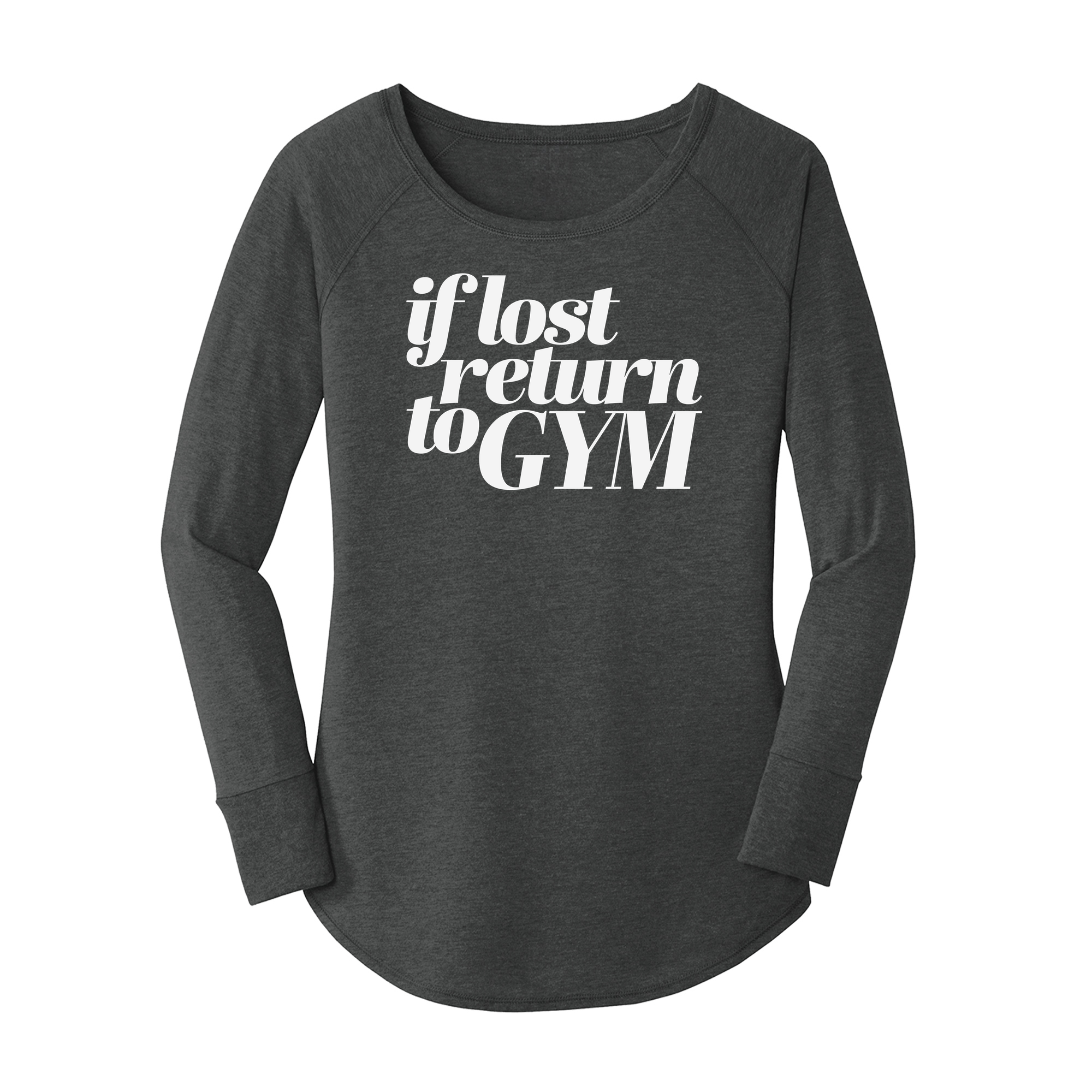 Womens X-Small Dark Heather Gray Long Sleeve Tunic Tee