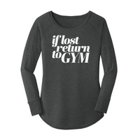 Womens X-Small Dark Heather Gray Long Sleeve Tunic Tee