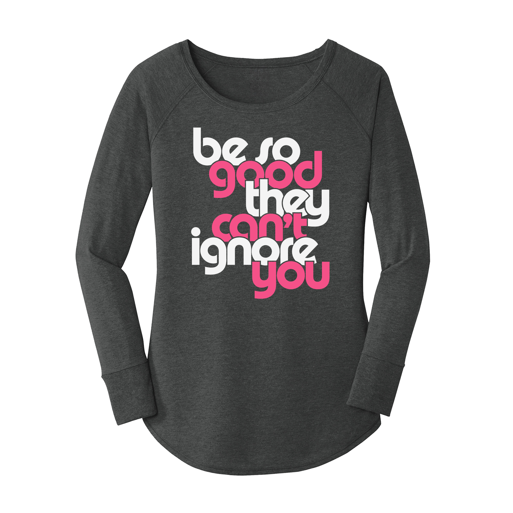 Womens X-Small Dark Heather Gray Long Sleeve Tunic Tee