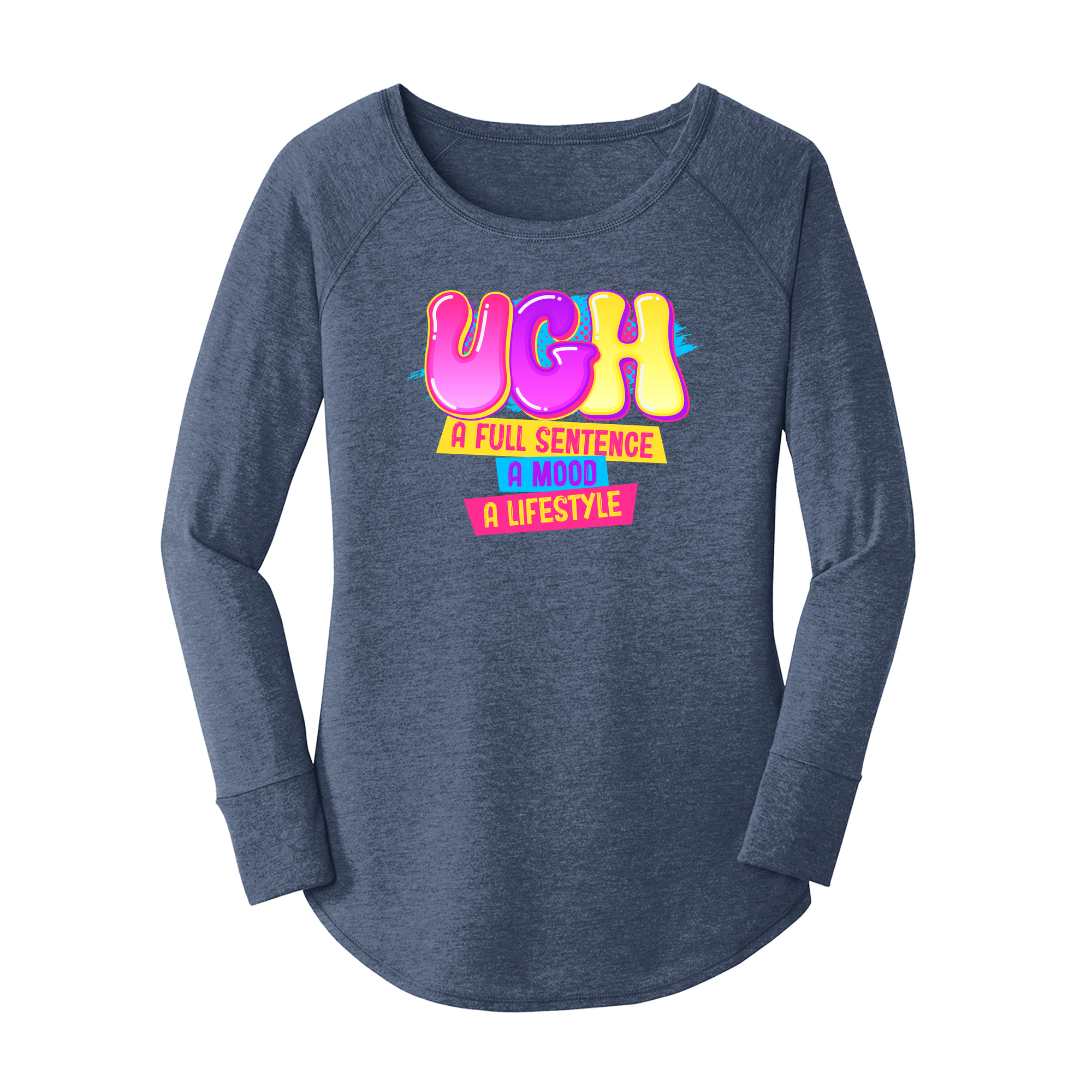 Womens X-Small Navy Heather Long Sleeve Tunic Tee