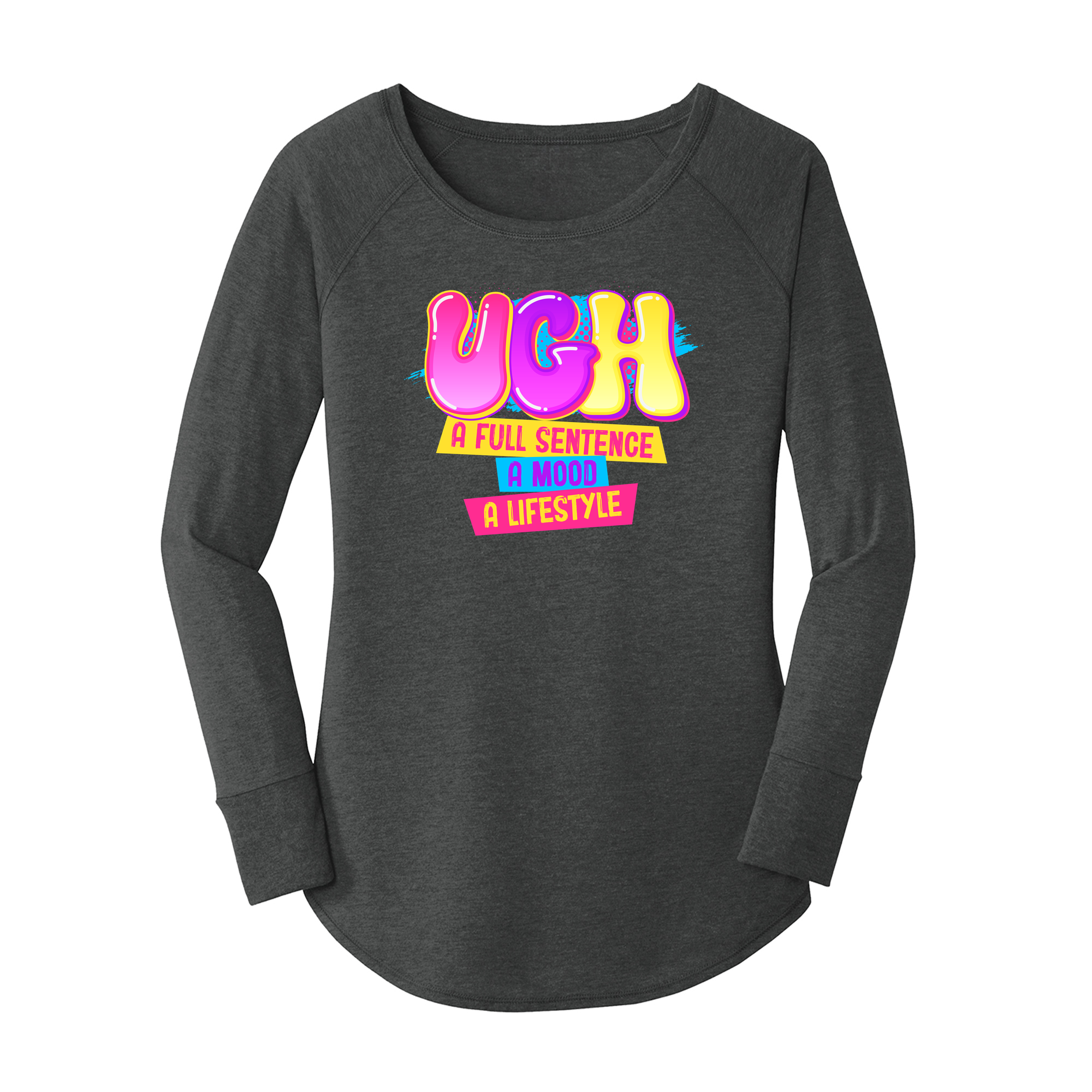 Womens X-Small Dark Heather Gray Long Sleeve Tunic Tee