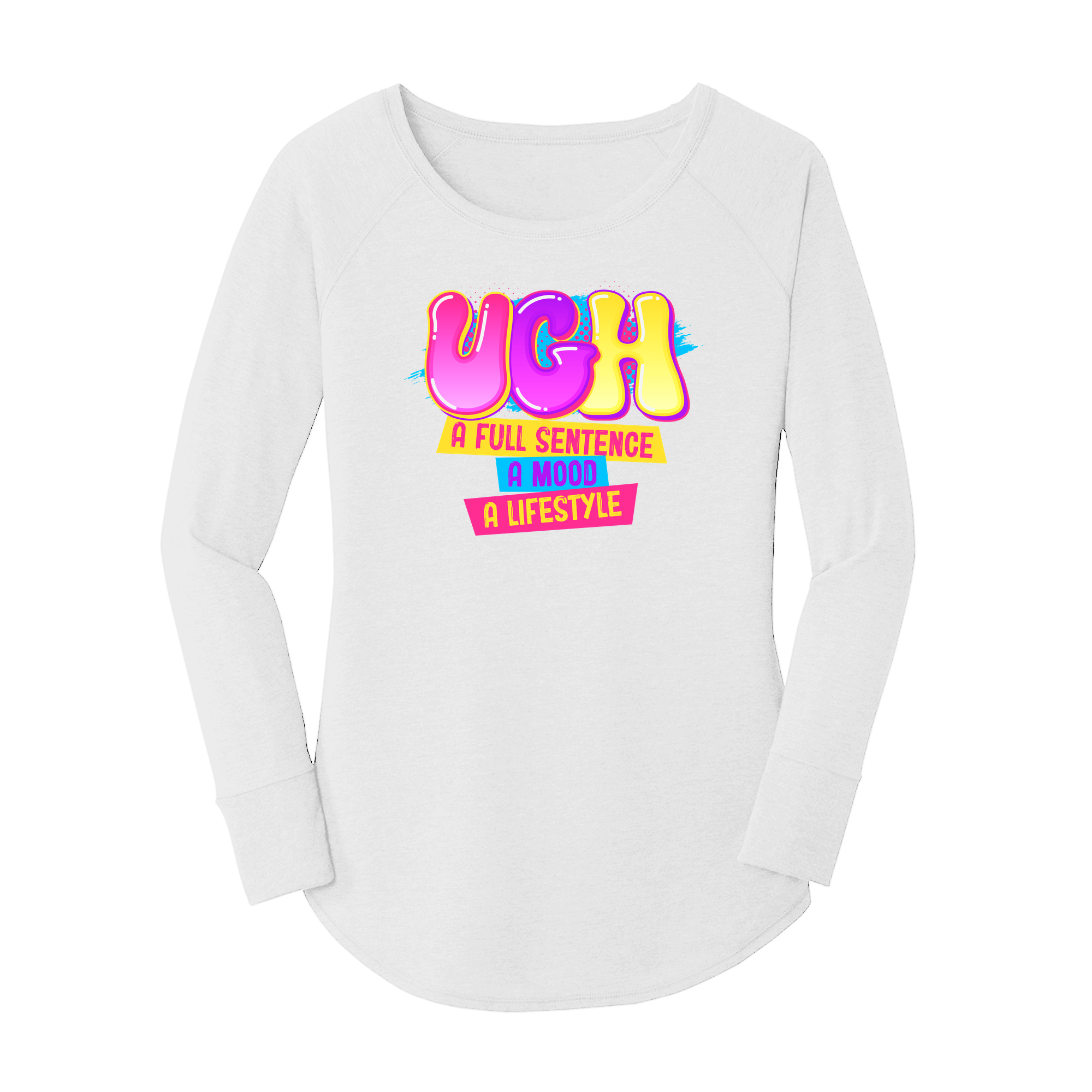 Womens X-Small White Long Sleeve Tunic Tee
