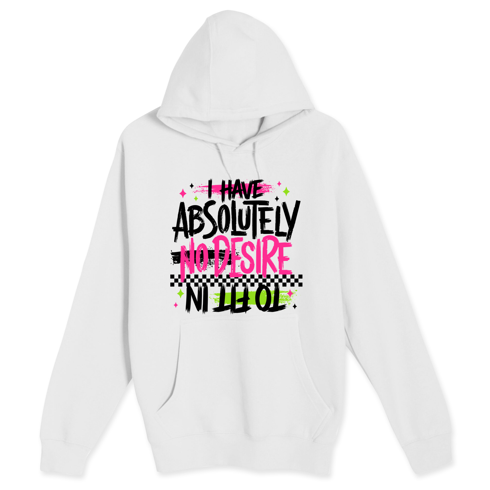 Unisex Small White Pullover Hooded Sweatshirt