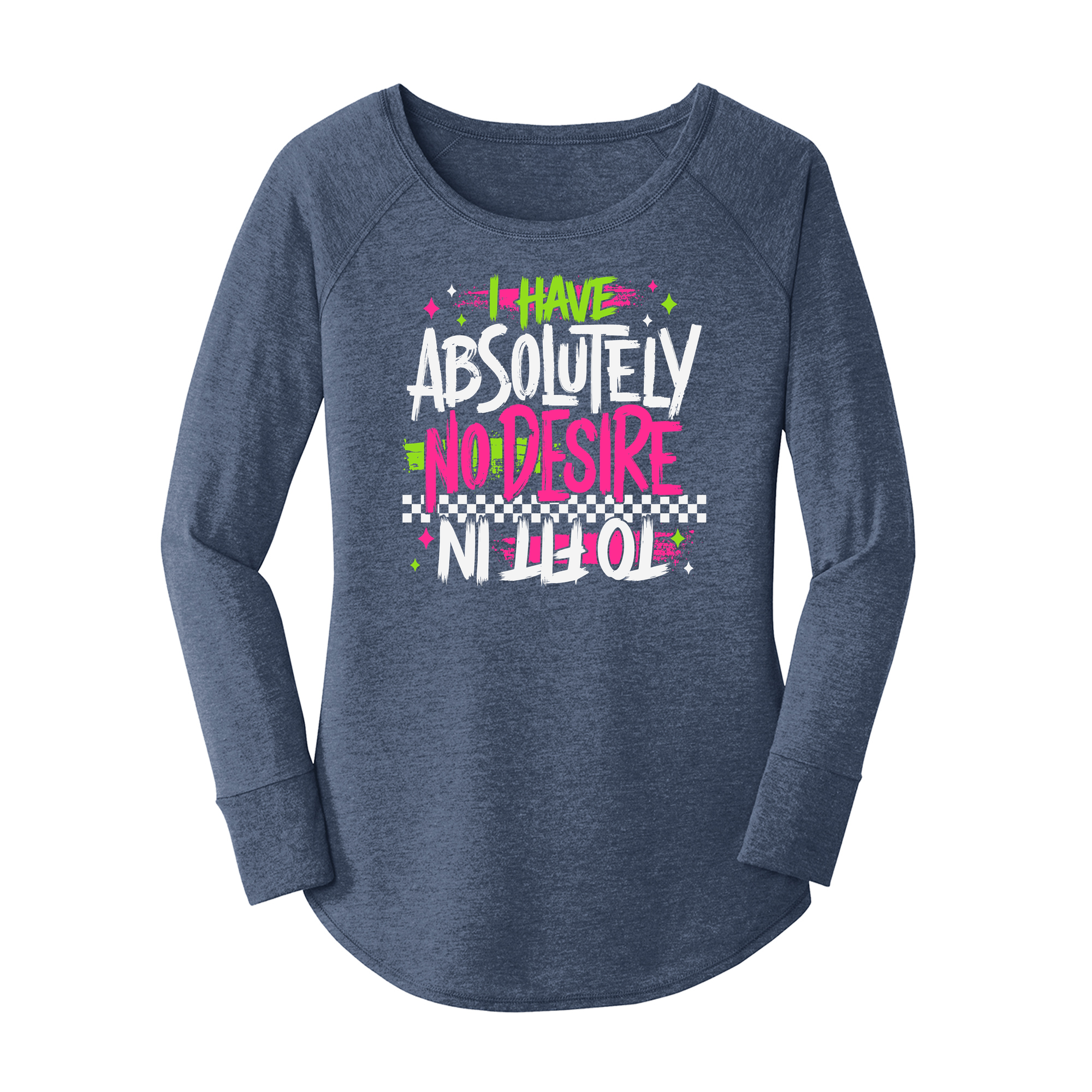 Womens X-Small Navy Heather Long Sleeve Tunic Tee