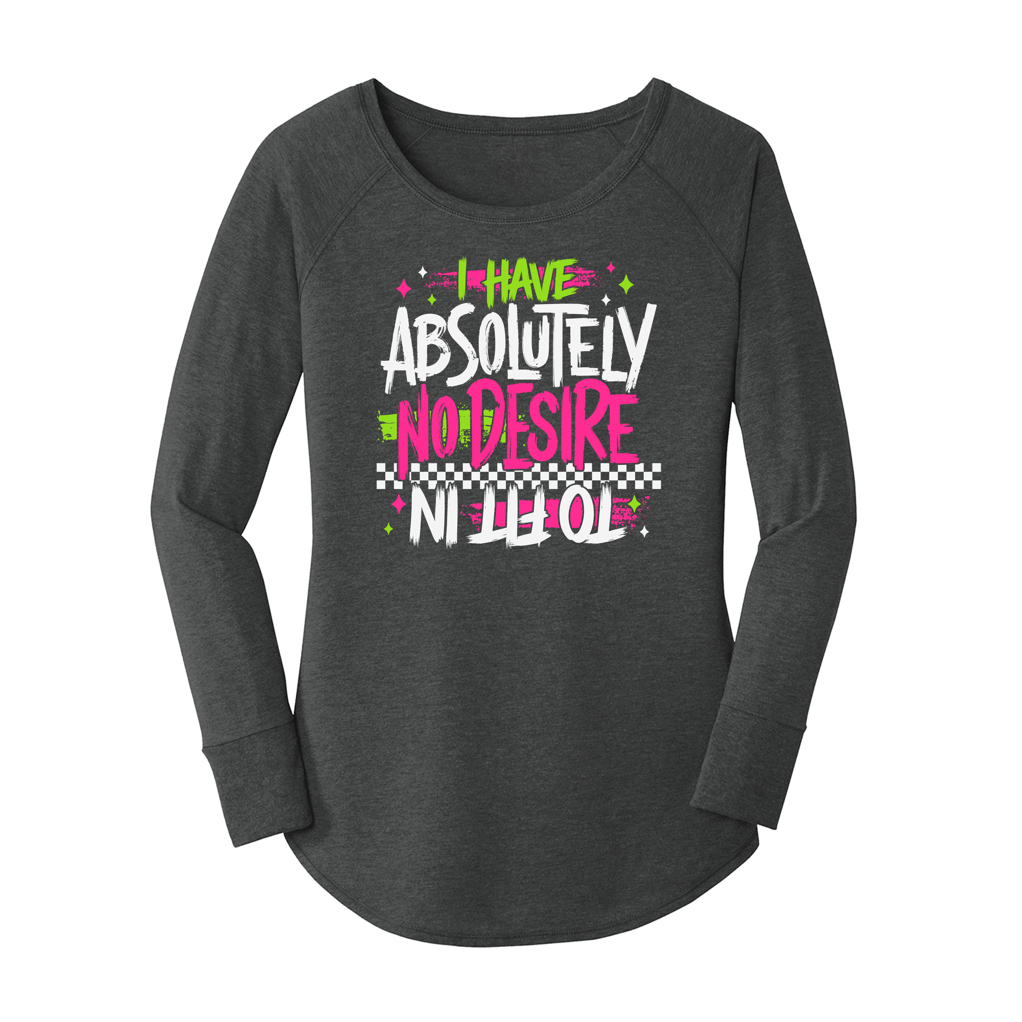Womens X-Small Dark Heather Gray Long Sleeve Tunic Tee