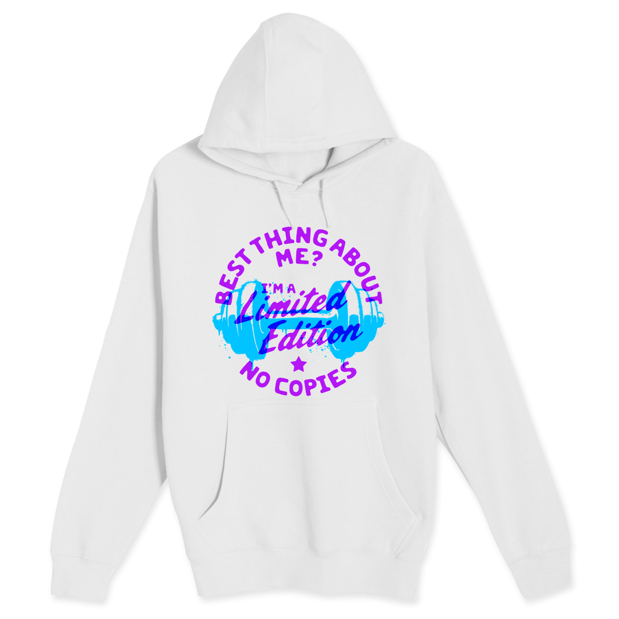 Unisex Small White Pullover Hooded Sweatshirt