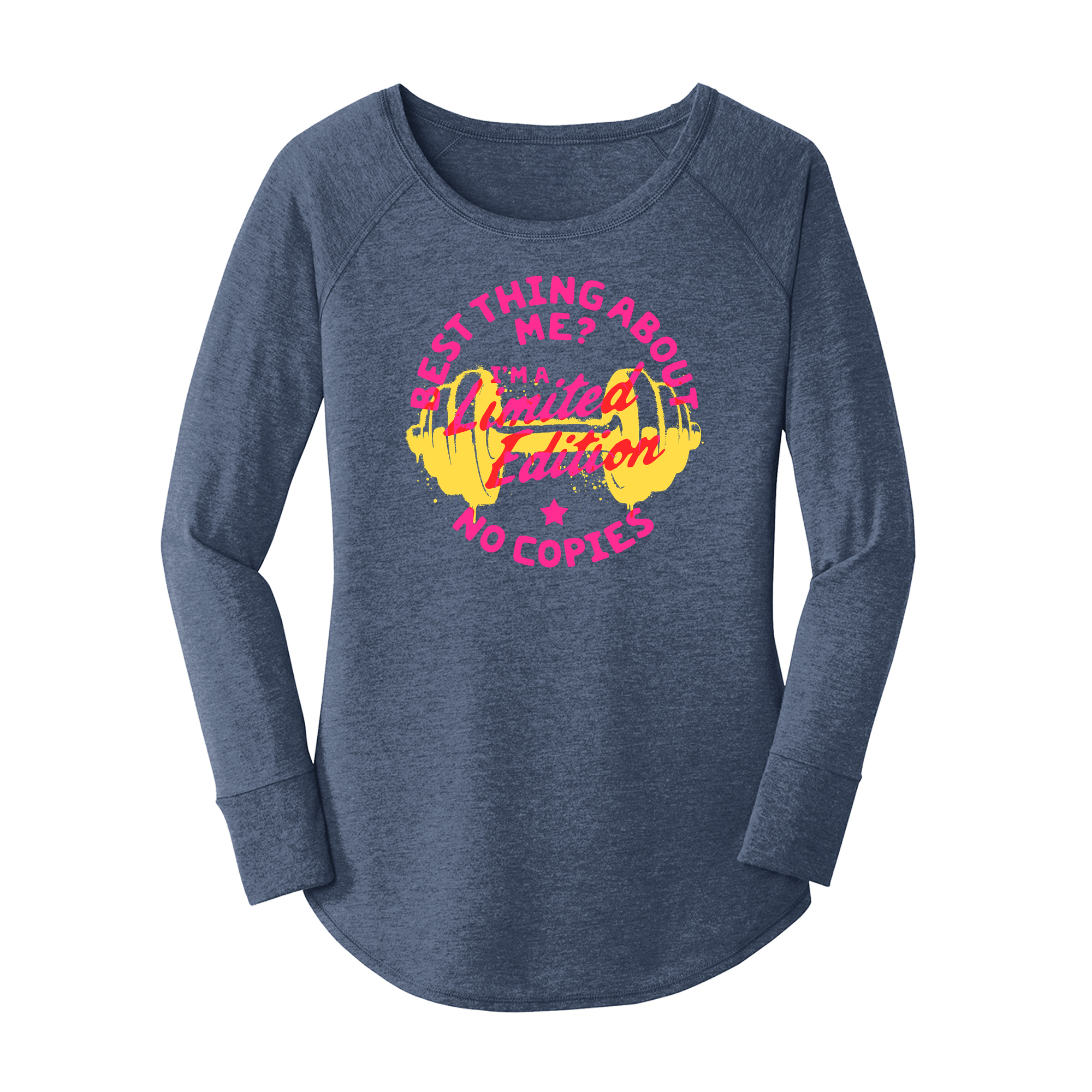 Womens X-Small Navy Heather Long Sleeve Tunic Tee