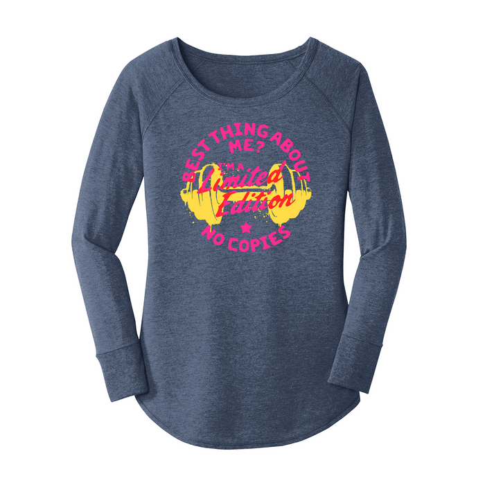 Womens X-Small Navy Heather Long Sleeve Tunic Tee