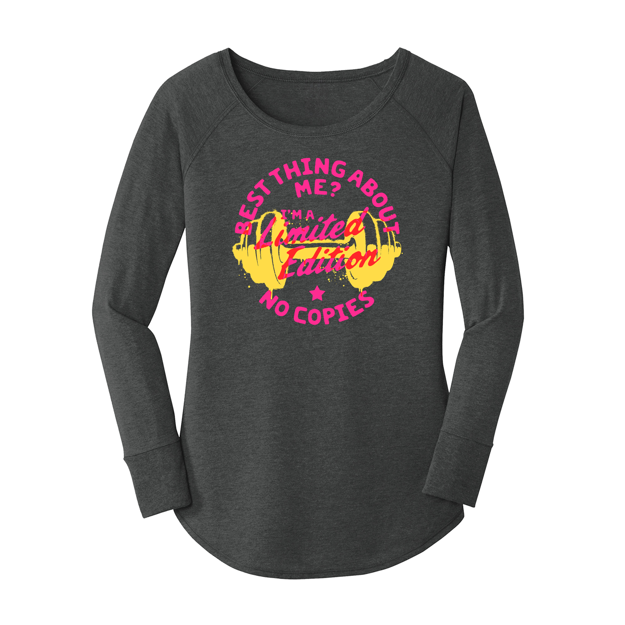 Womens X-Small Dark Heather Gray Long Sleeve Tunic Tee