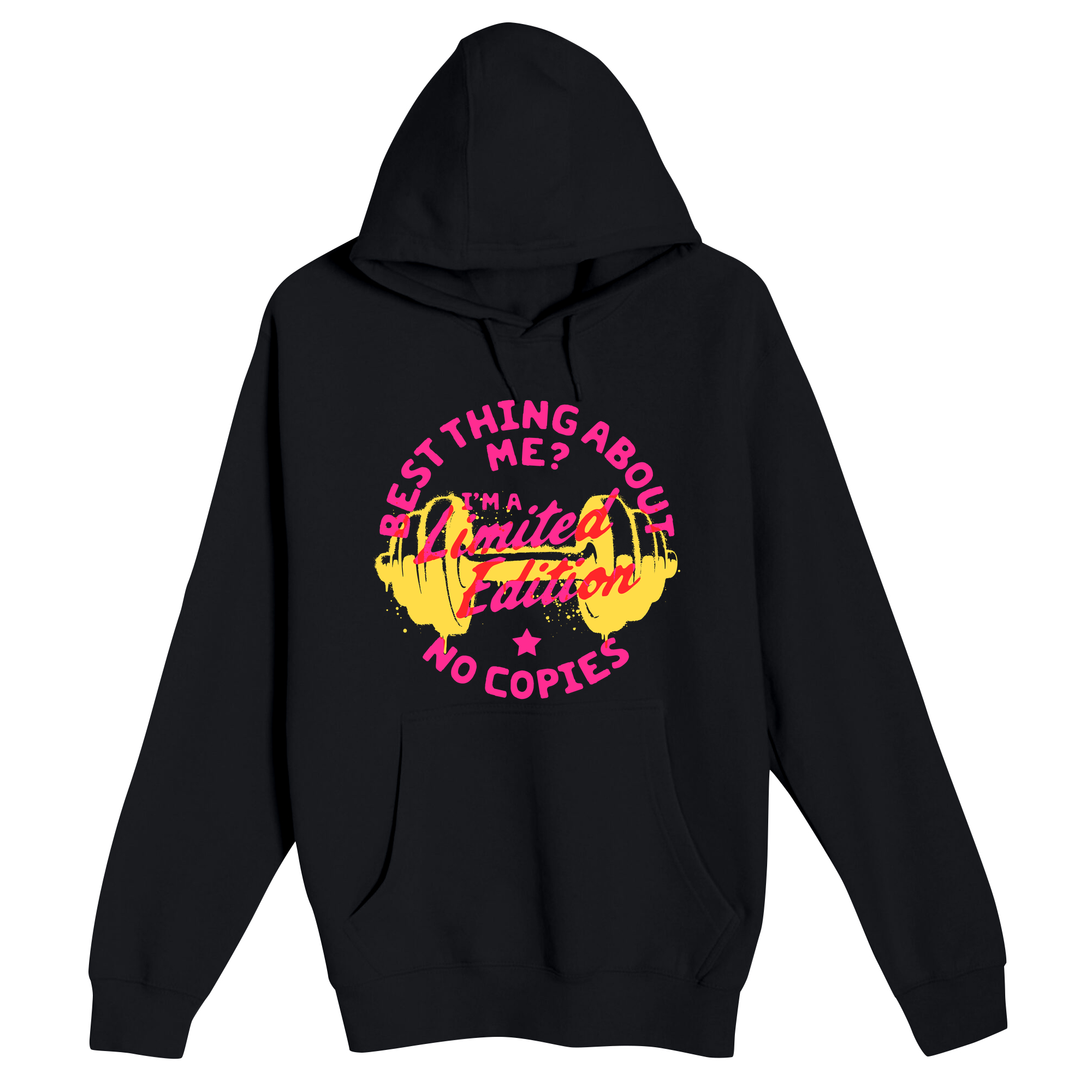 Unisex Small Black Pullover Hooded Sweatshirt