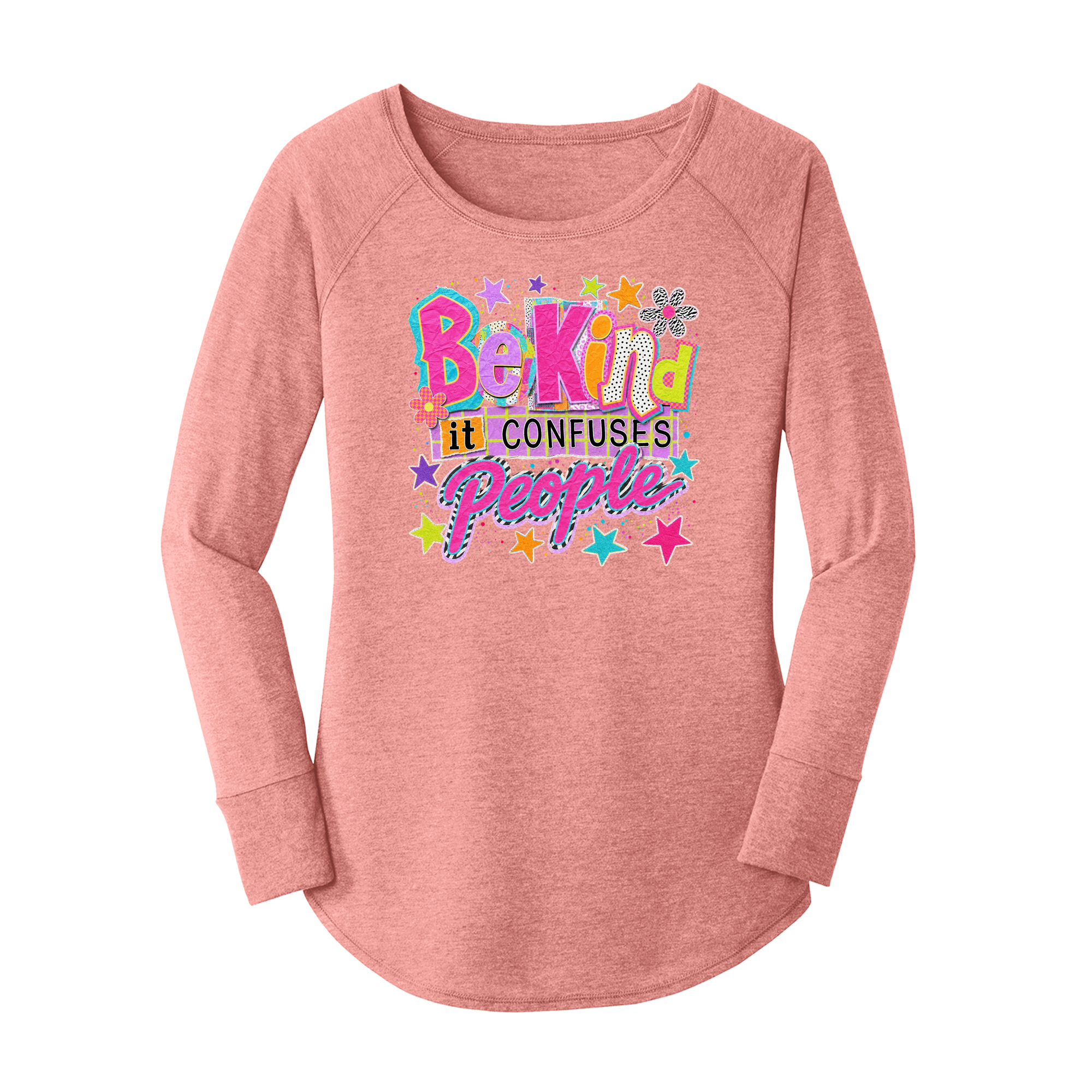 Womens X-Small Light Pink Long Sleeve Tunic Tee