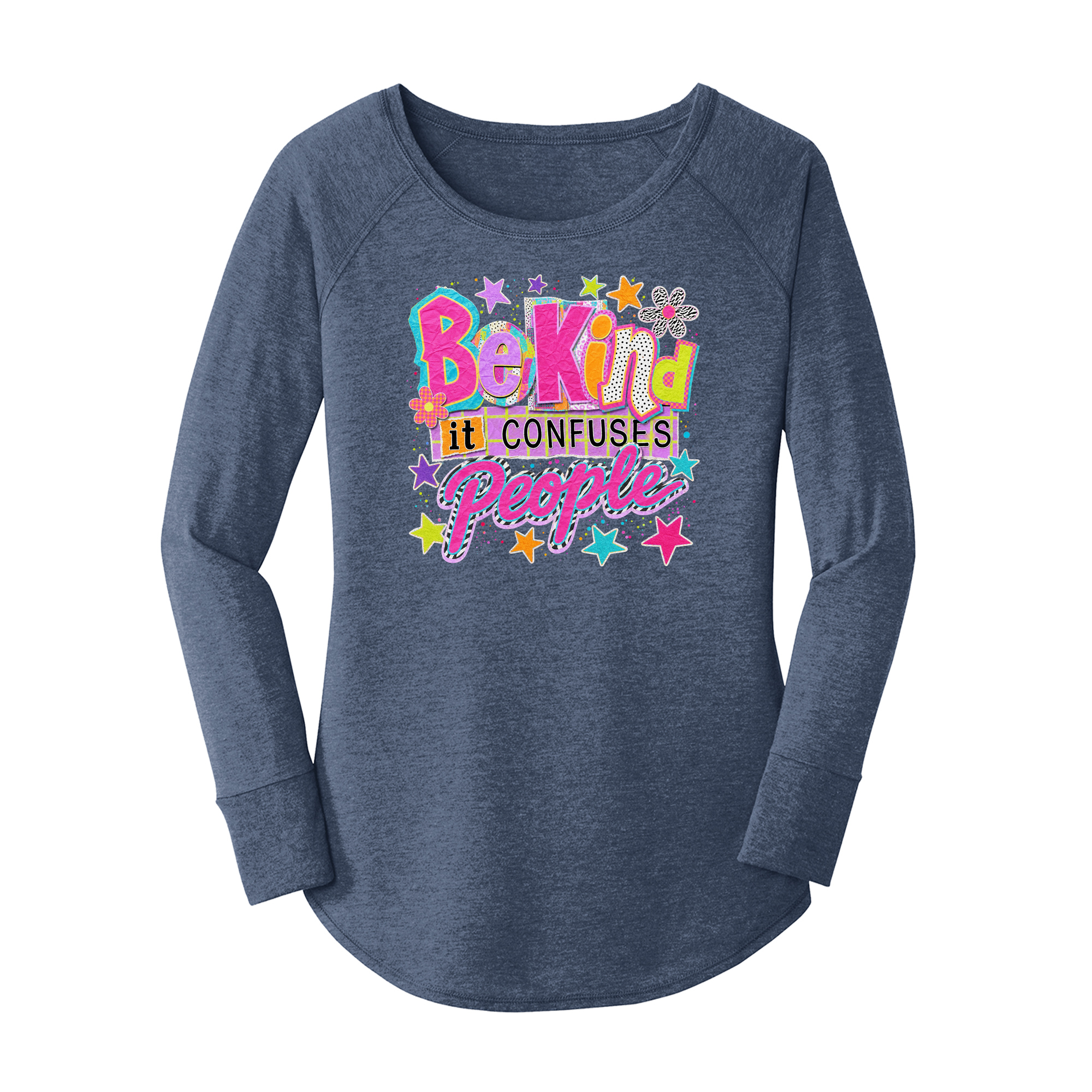 Womens X-Small Navy Heather Long Sleeve Tunic Tee