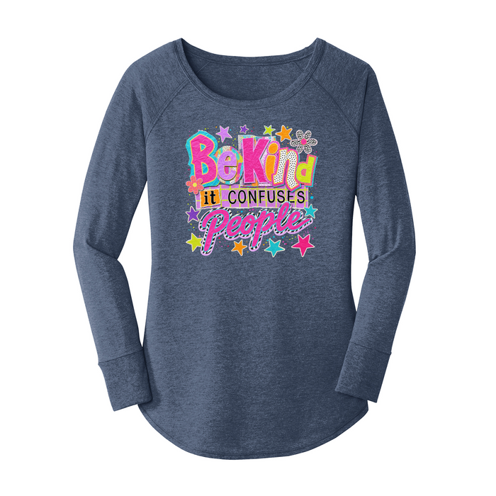 Womens X-Small Navy Heather Long Sleeve Tunic Tee
