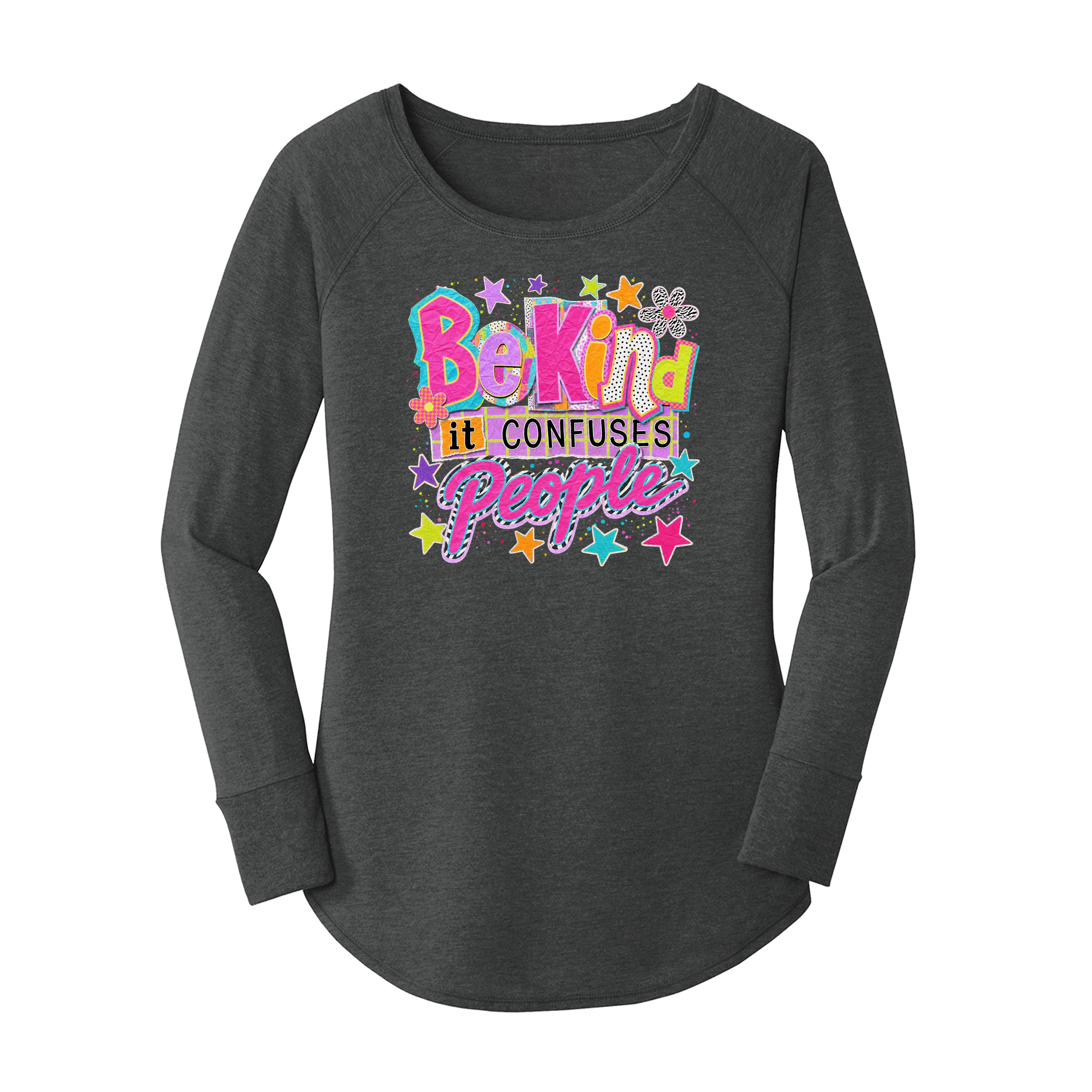 Womens X-Small Dark Heather Gray Long Sleeve Tunic Tee