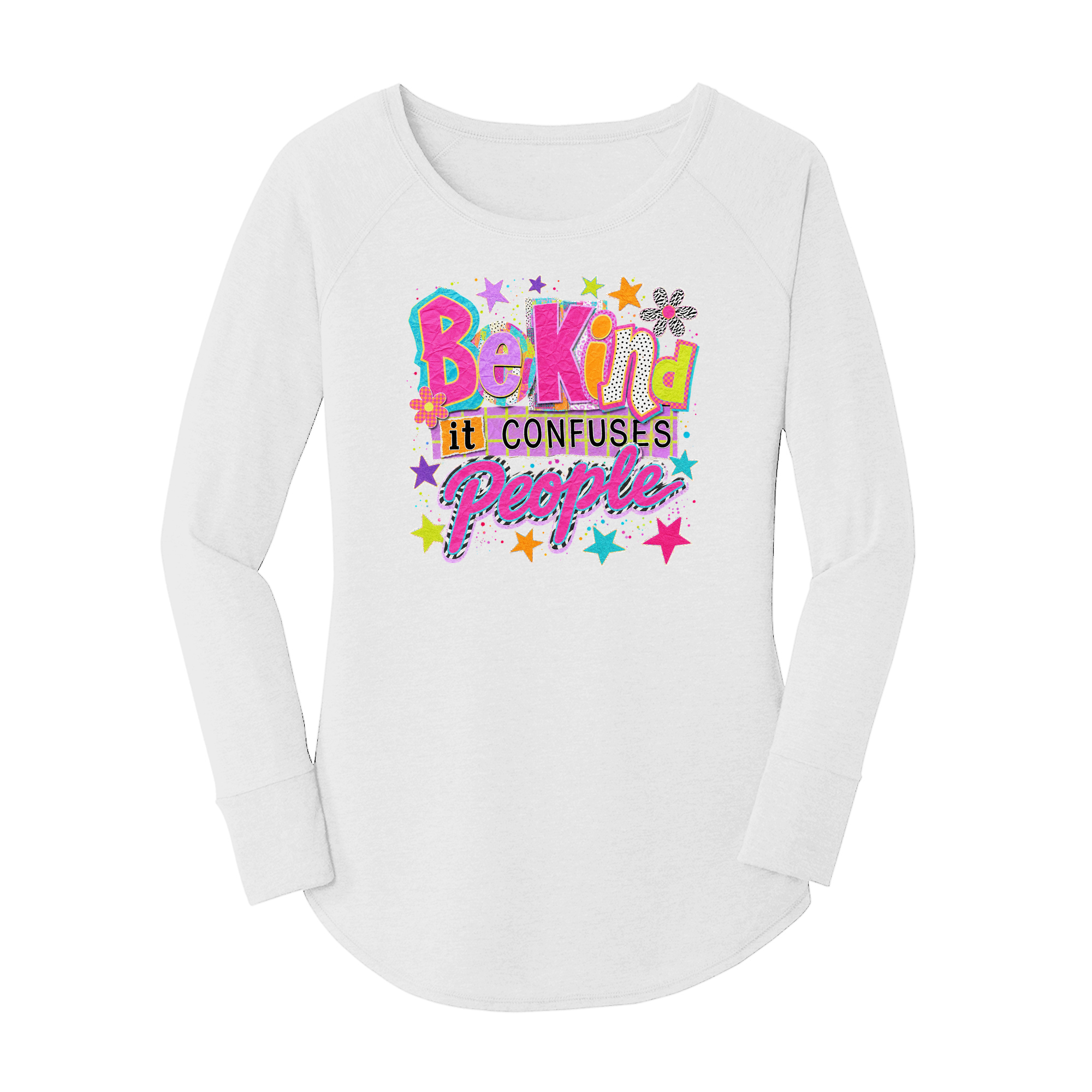 Womens X-Small White Long Sleeve Tunic Tee