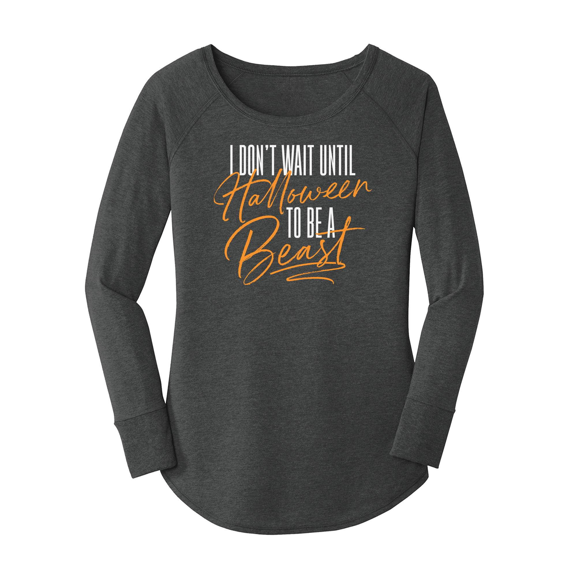 Womens X-Small Dark Heather Gray Long Sleeve Tunic Tee