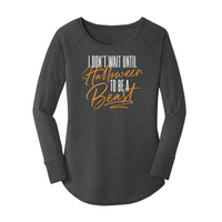 Womens X-Small Dark Heather Gray Long Sleeve Tunic Tee