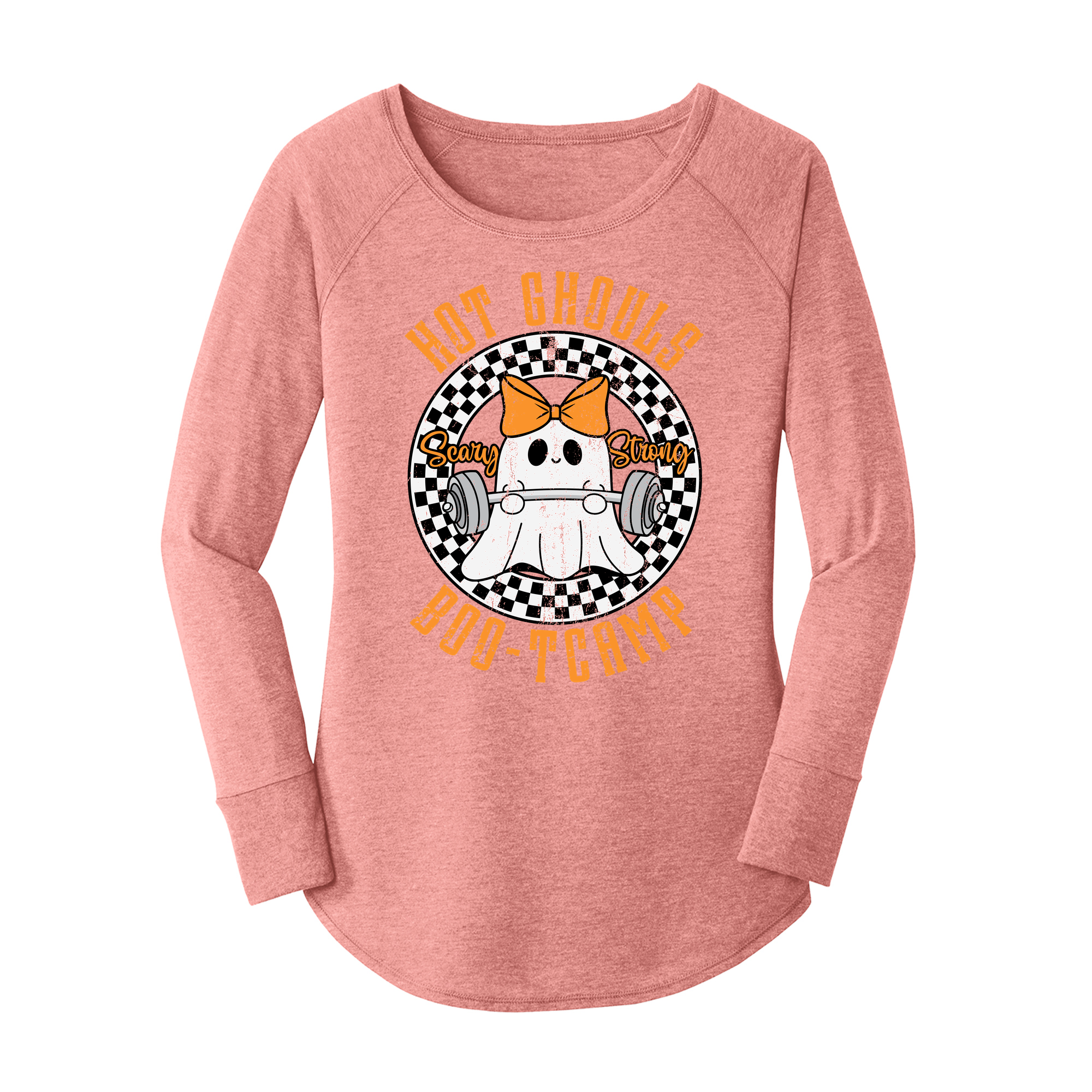 Womens X-Small Light Pink Long Sleeve Tunic Tee