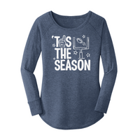 Womens X-Small Navy Heather Long Sleeve Tunic Tee