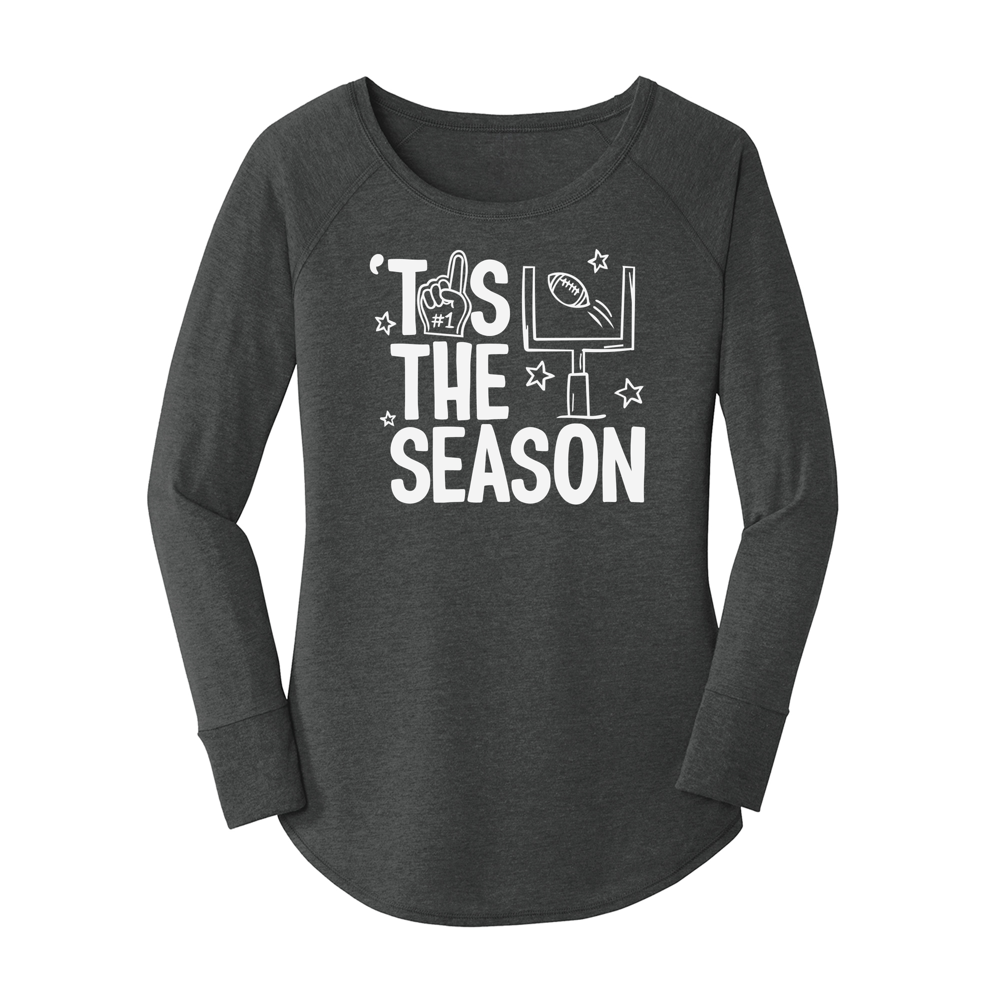 Womens X-Small Dark Heather Gray Long Sleeve Tunic Tee