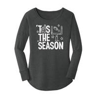 Womens X-Small Dark Heather Gray Long Sleeve Tunic Tee