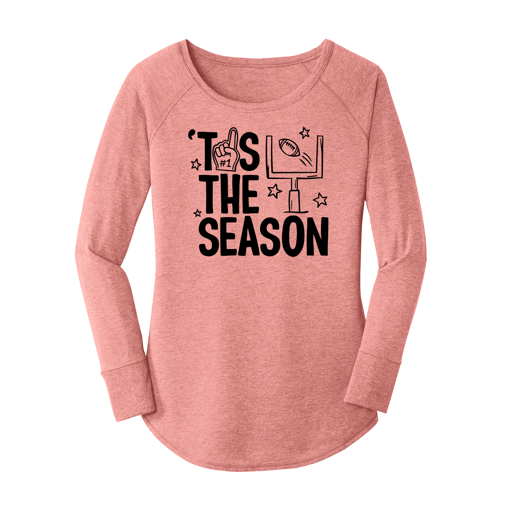 Womens X-Small Light Pink Long Sleeve Tunic Tee