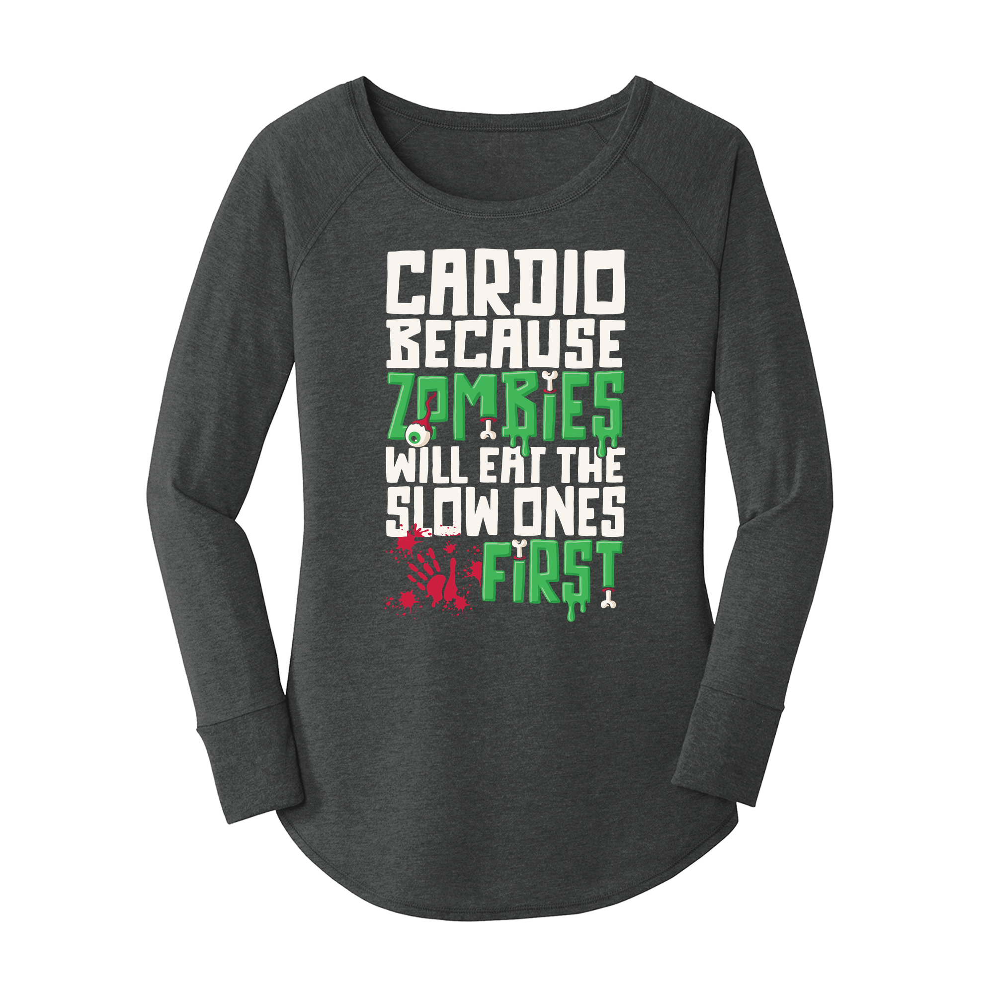Womens X-Small Dark Heather Gray Long Sleeve Tunic Tee