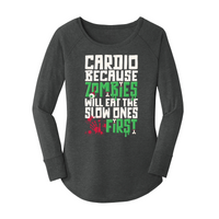 Womens X-Small Dark Heather Gray Long Sleeve Tunic Tee