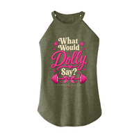 Womens X-Small Military Green Rocker Tank Top