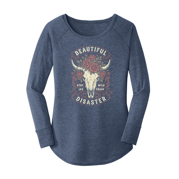 Womens X-Small Navy Heather Long Sleeve Tunic Tee