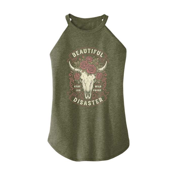 Womens X-Small Military Green Rocker Tank Top