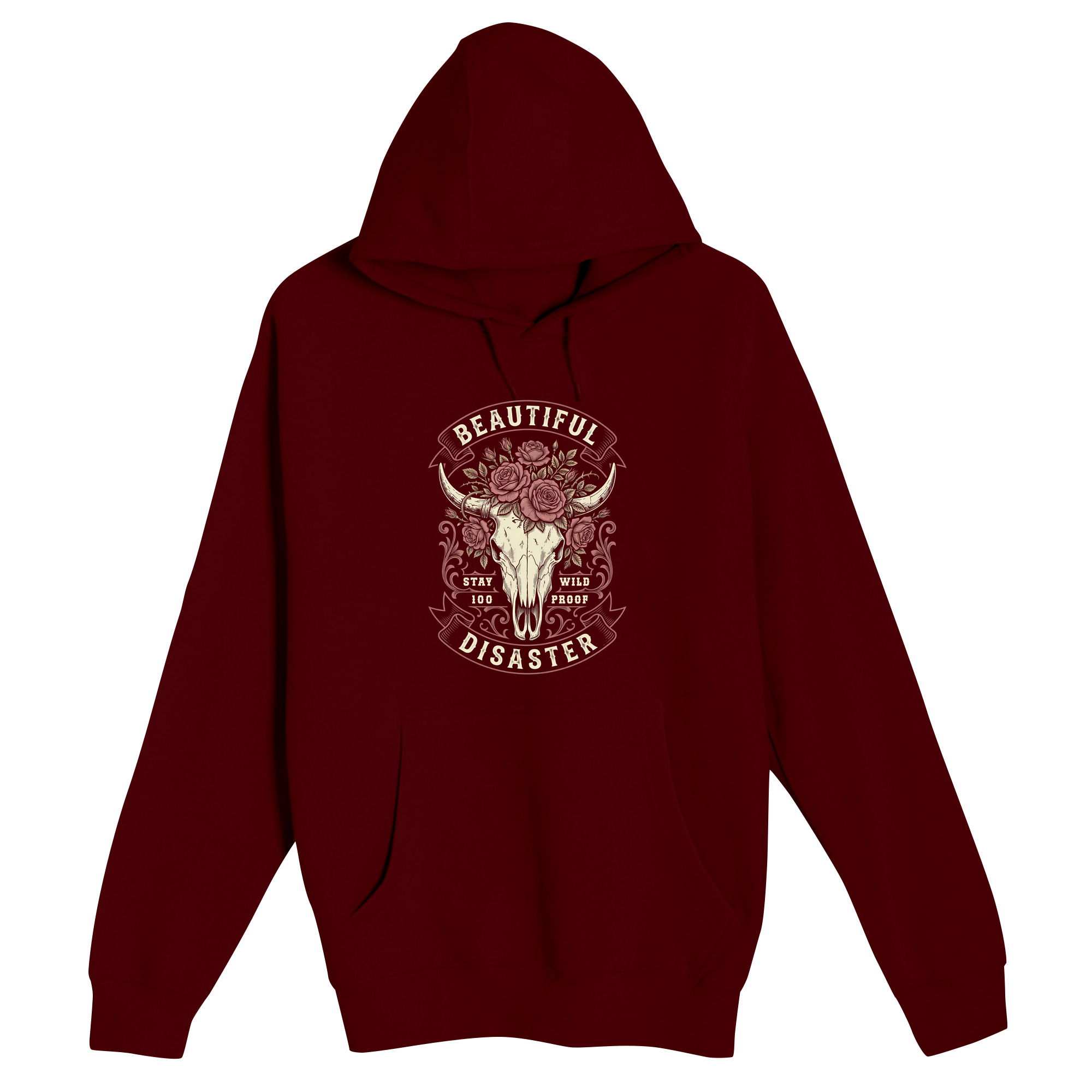 Unisex Small Burgundy Pullover Hooded Sweatshirt
