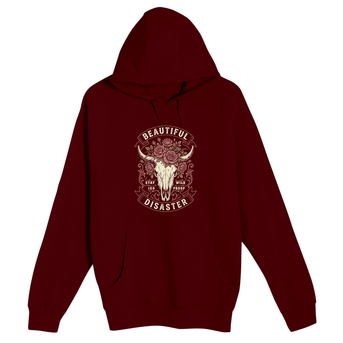 Unisex Small Burgundy Pullover Hooded Sweatshirt